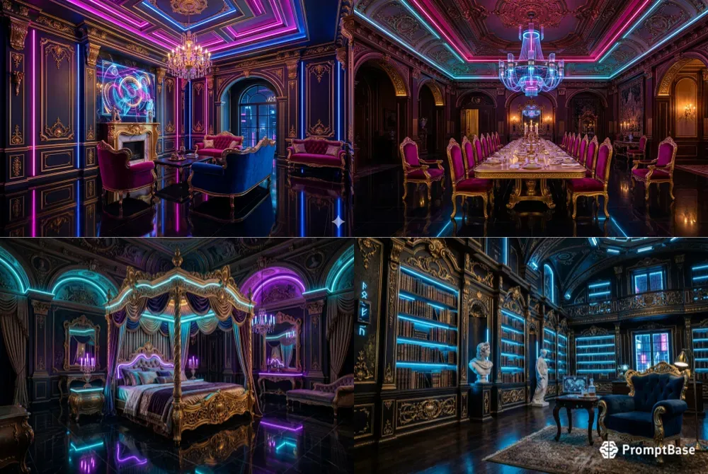 Cyberbaroque Luxury Neon Interiors