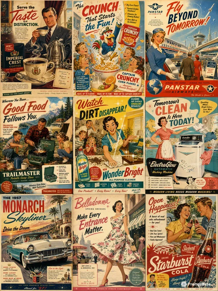 Cinematic 1950s Vintage Advertisements