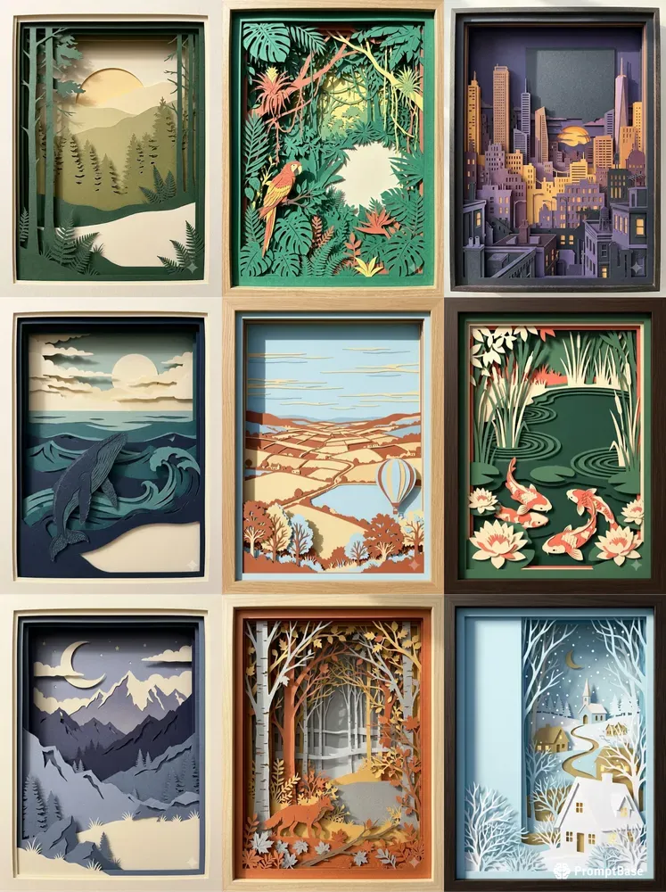 Layered Papercut Shadow Box Art