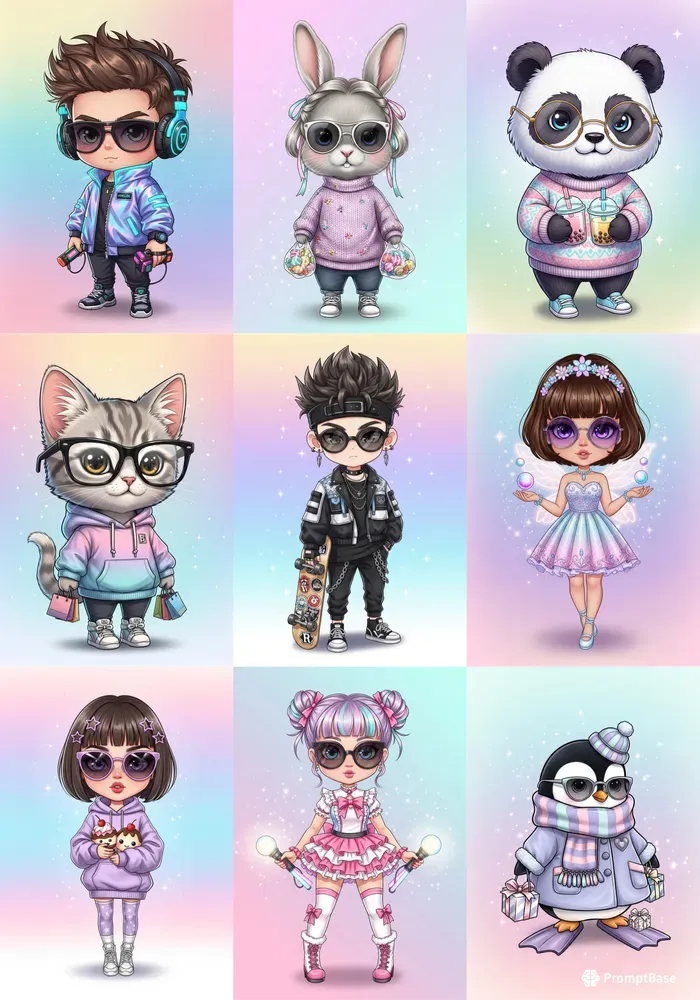 Pastel Fashion Chibi Characters