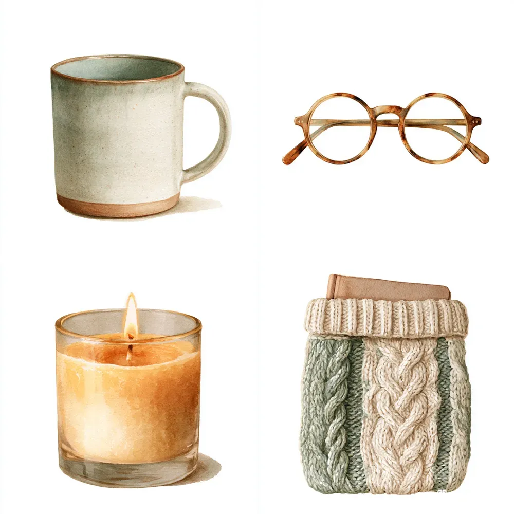 Book Lover Cozy Objects Clipart