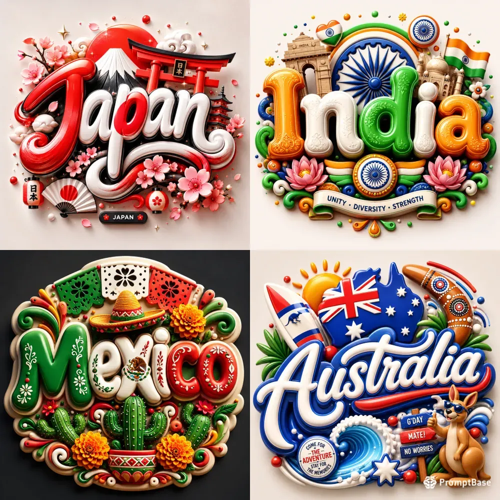 Global Pride 3D Country Lettering