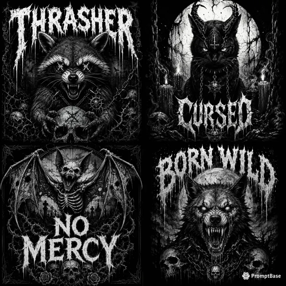 Dark Gothic Animal Horror Tshirt Art