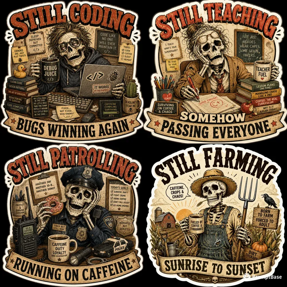 Funny Skeleton Professional Stickers