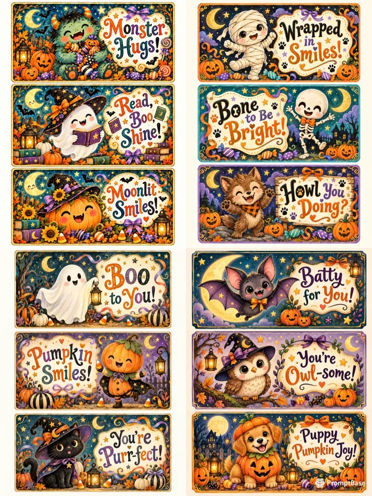 Halloween Lunch Box Cards Mini Notes