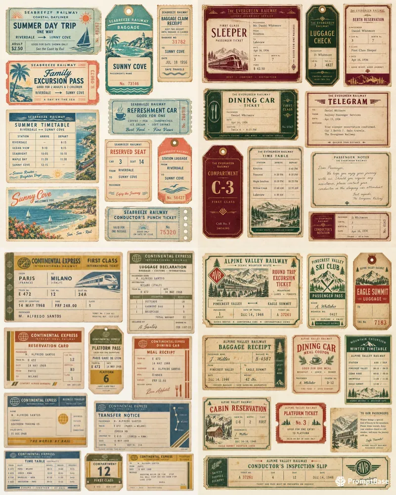 Railway Passenger Ephemera Sheets