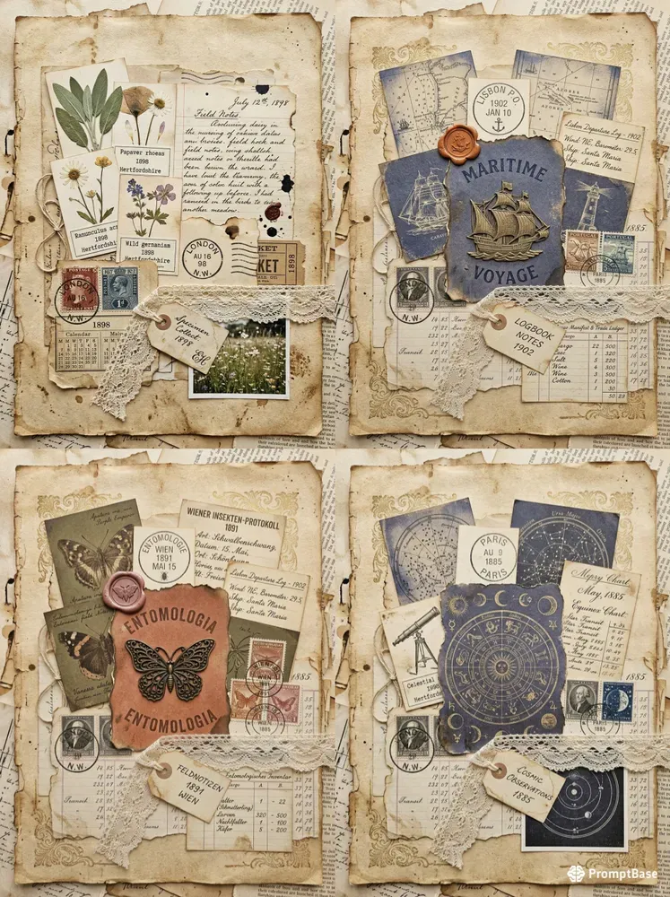 Vintage Junk Journal Ephemera Sheets