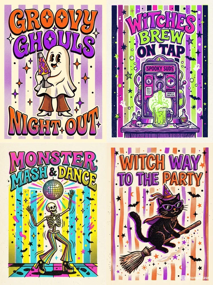 Spooky Retro Halloween Poster Prints