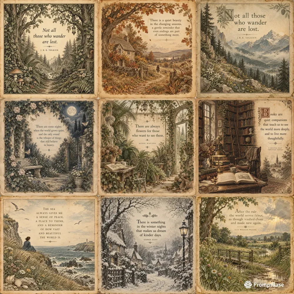 Antique Literary Quote Illustrations