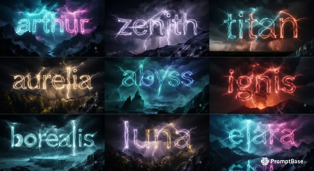 Electric Storm Name Typographies