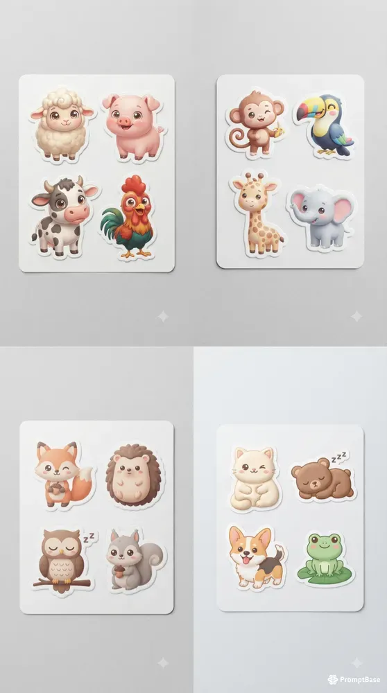 Kawaii Sticker Design Set Guides