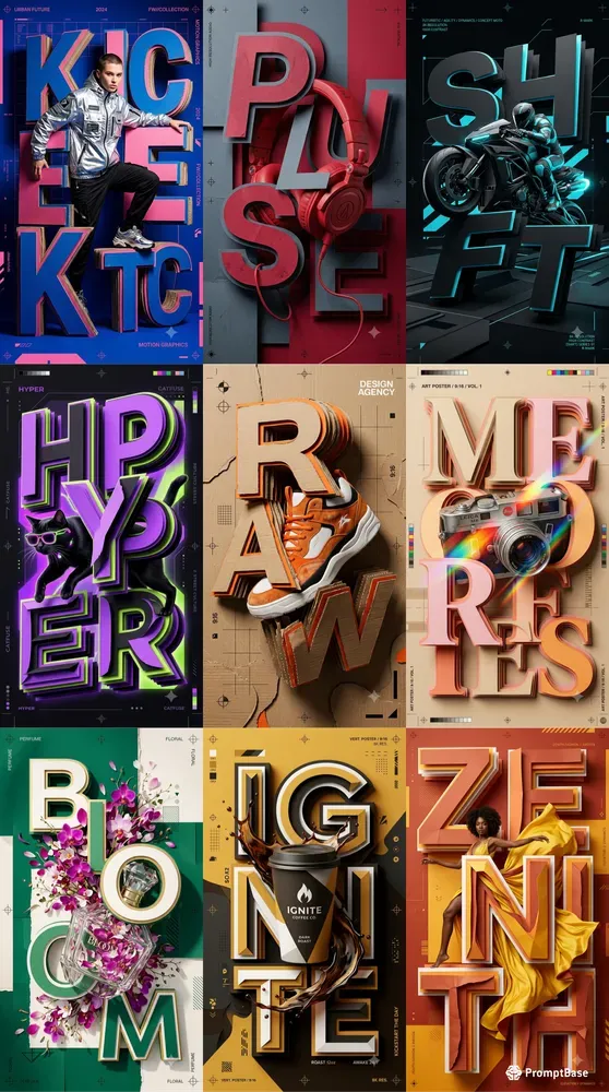 3D Papercut Typography Overlay Posters