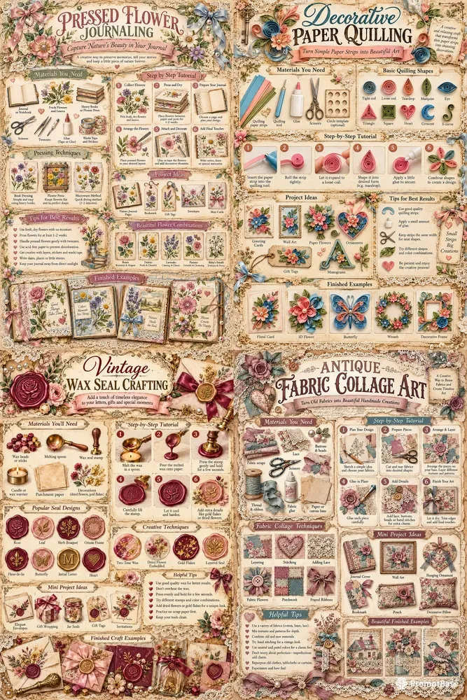 Vintage Junk Journal Craft Infographics