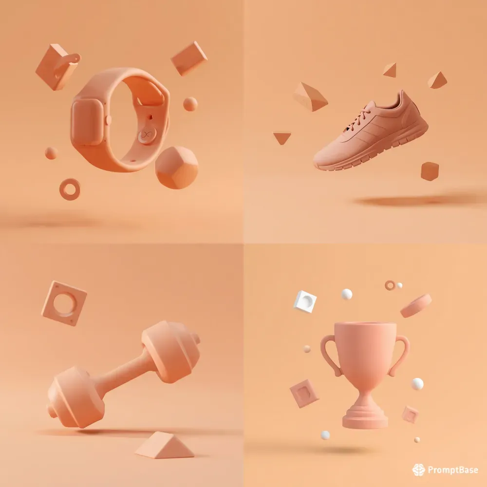 3D Minimalist Clay Sports Icons