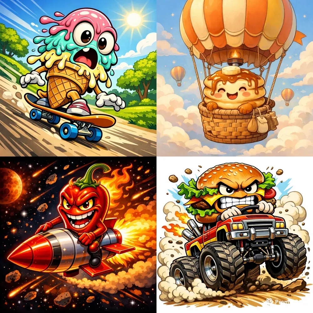 Funny Food Characters On Rides