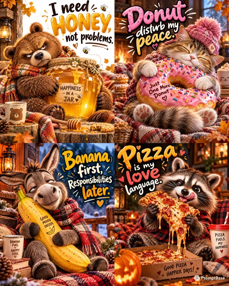 Funny Cozy Animal Posters