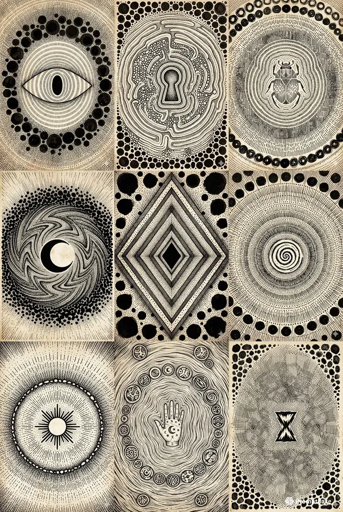 Tribal Ink Pointillism Texture Art