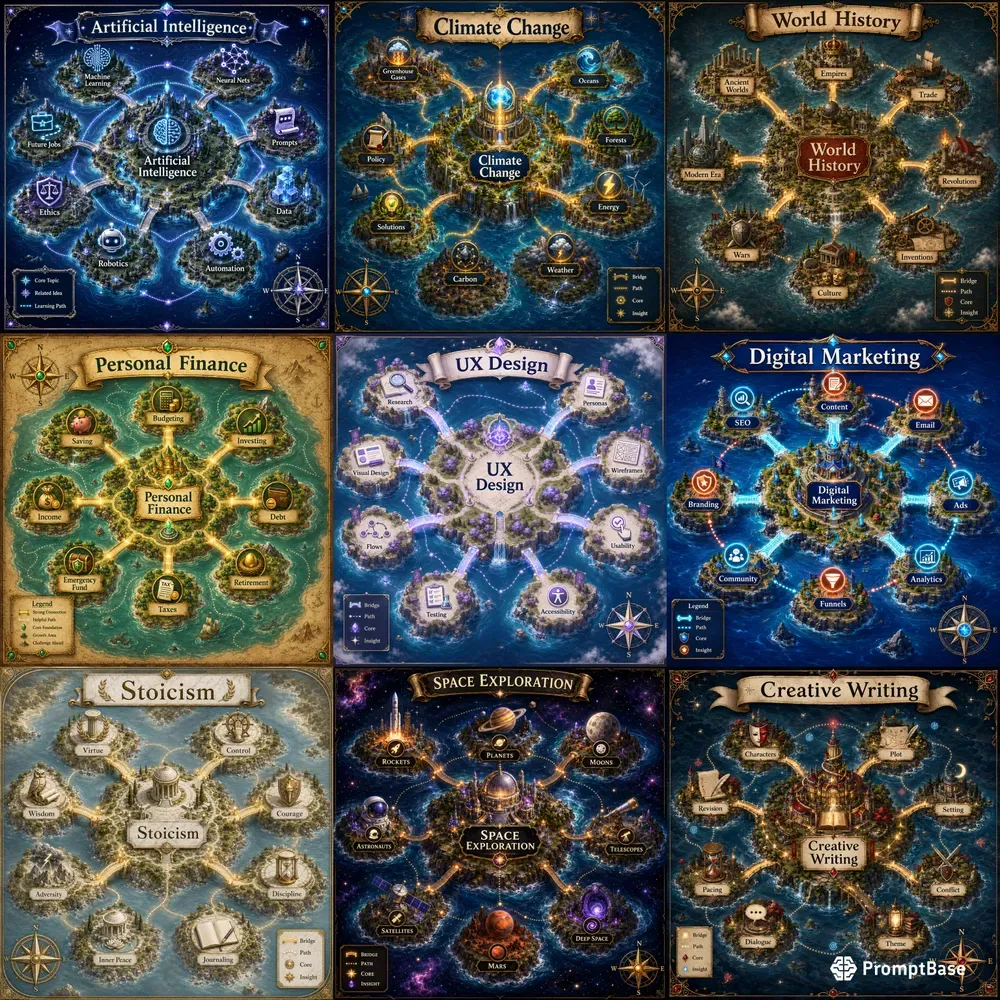 Fantasy Knowledge Map Infographics