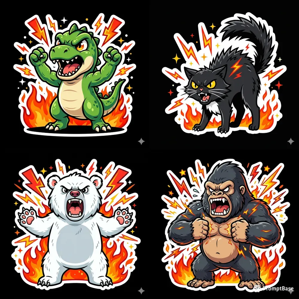 Fierce Cartoon Stickers