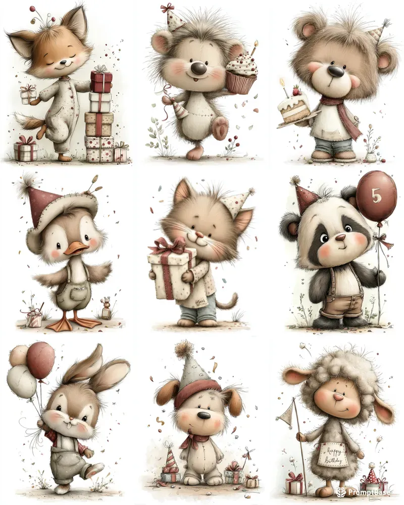 Playful Birthday Animals Minimal Packs