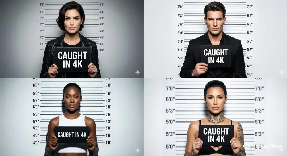 Photorealistic Fashion Mugshot Portraits