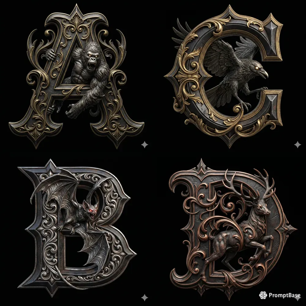 3D Dark Fantasy Heraldic Crests