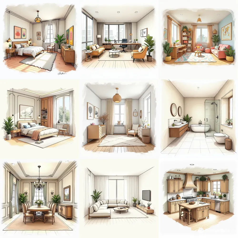 Interior Detailed 2D Sketches
