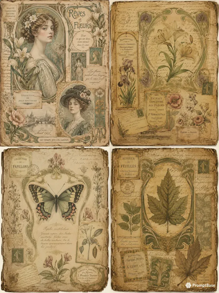 Art Nouveau Junk Journal Page Generator