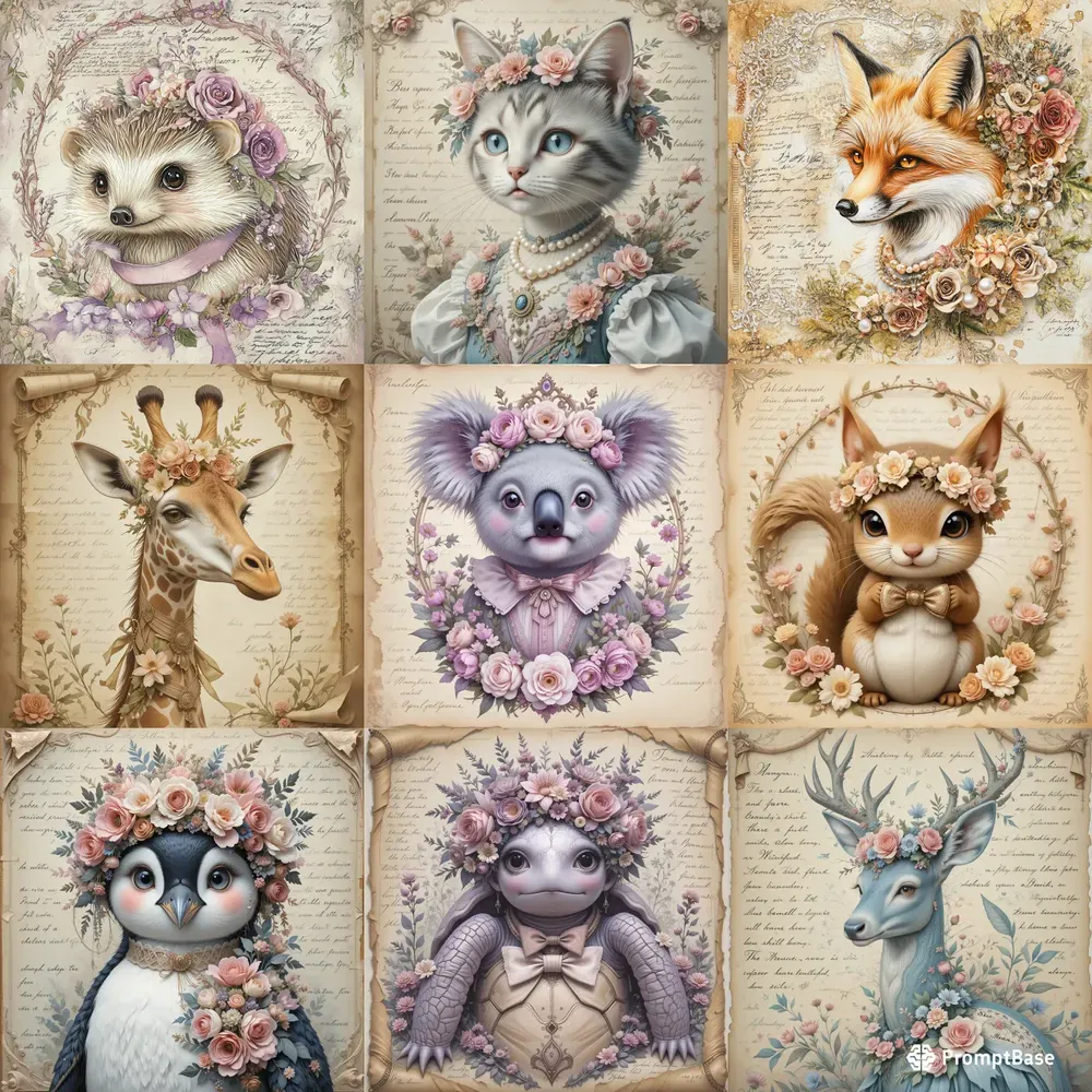 Whimsical Storybook Animal Portraits