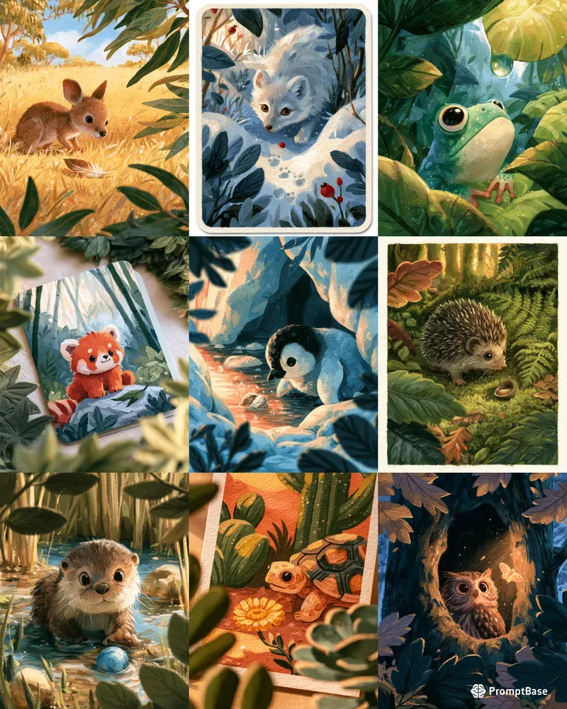 Cozy Animal Habitat Cards