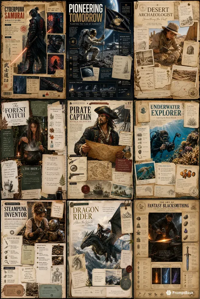 Vintage Scrapbook Infographic Creators
