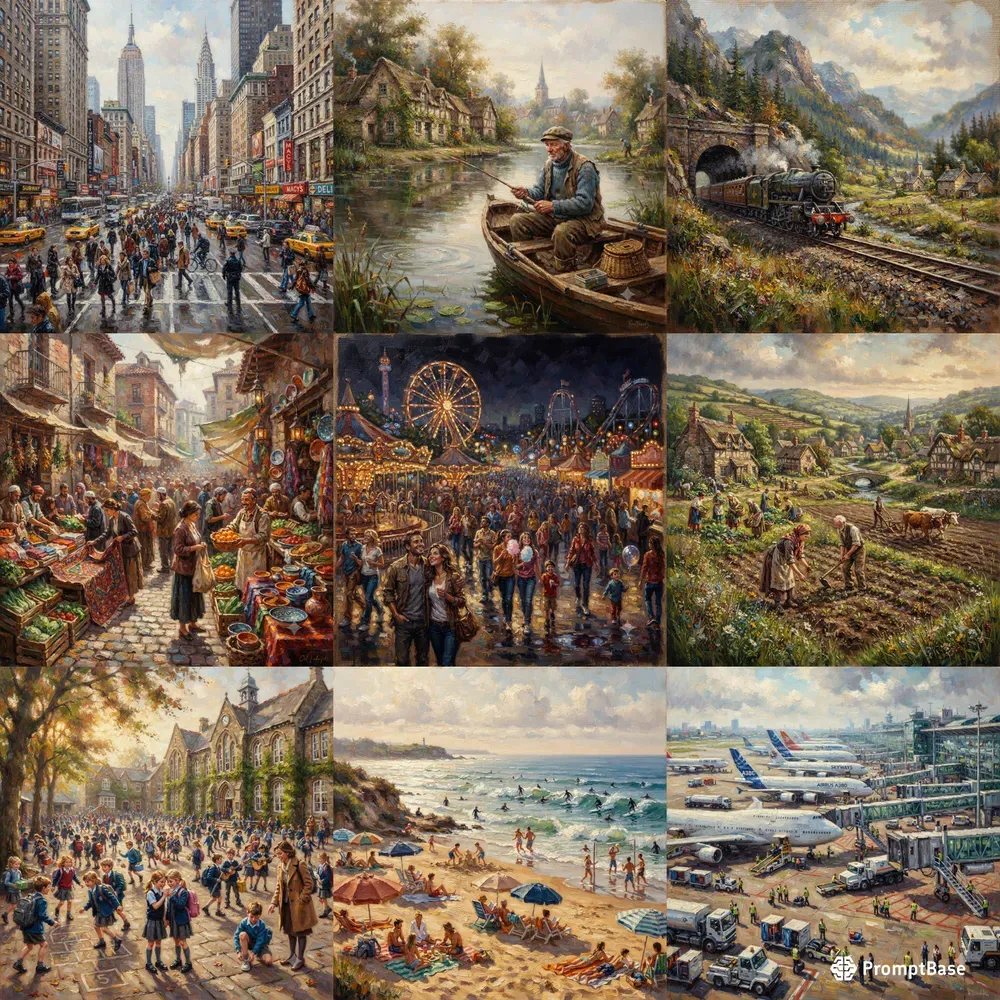 Everyday Life Scenes In Oil Paintings