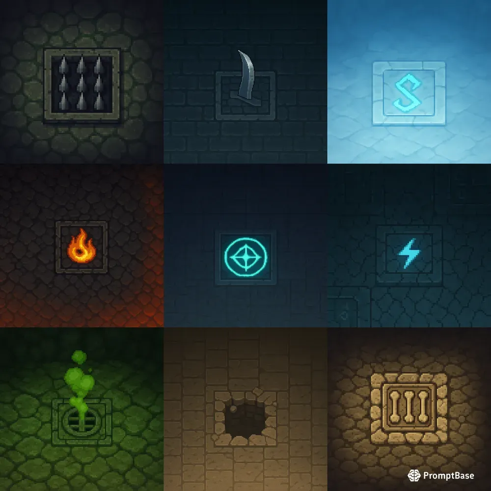 2D Game Dungeon Trap Pixel Showcases