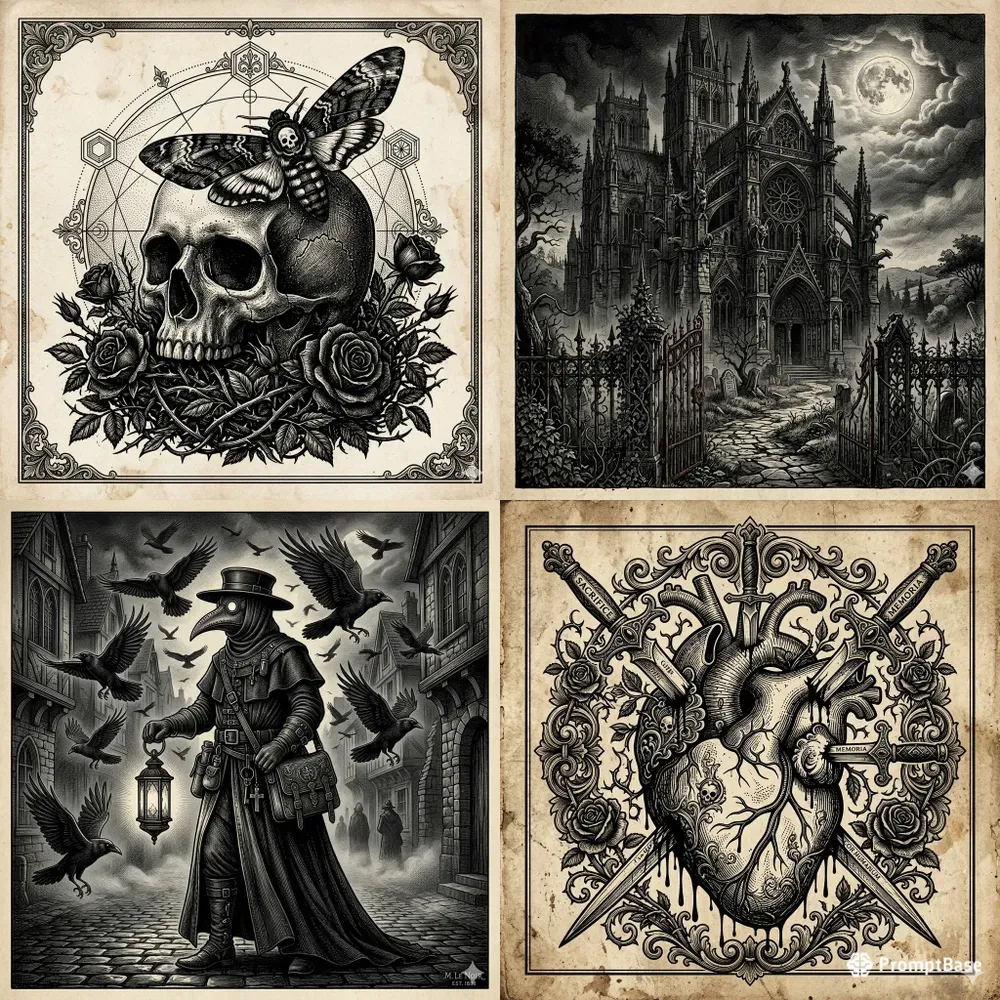 Victorian Gothic Ink Illustrations