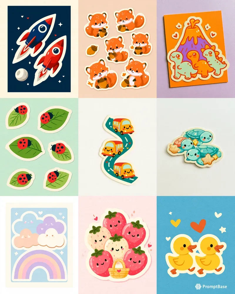 Kawaii Counting Sticker Cards