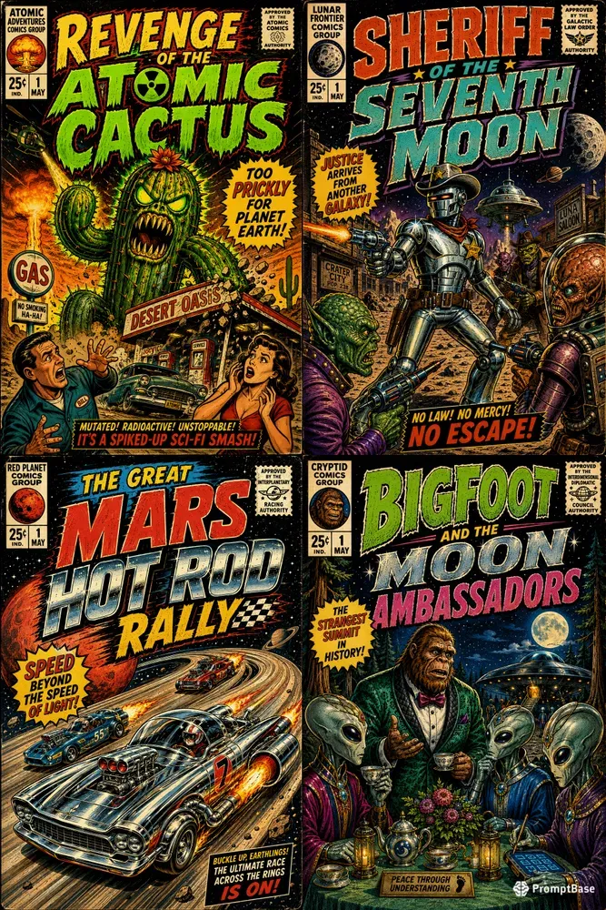 Retro Scifi Comic Covers