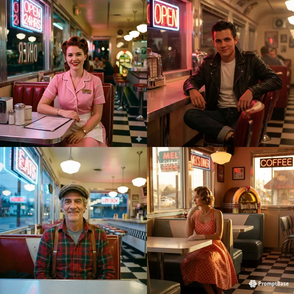 Cinematic Retro Diner Portraits
