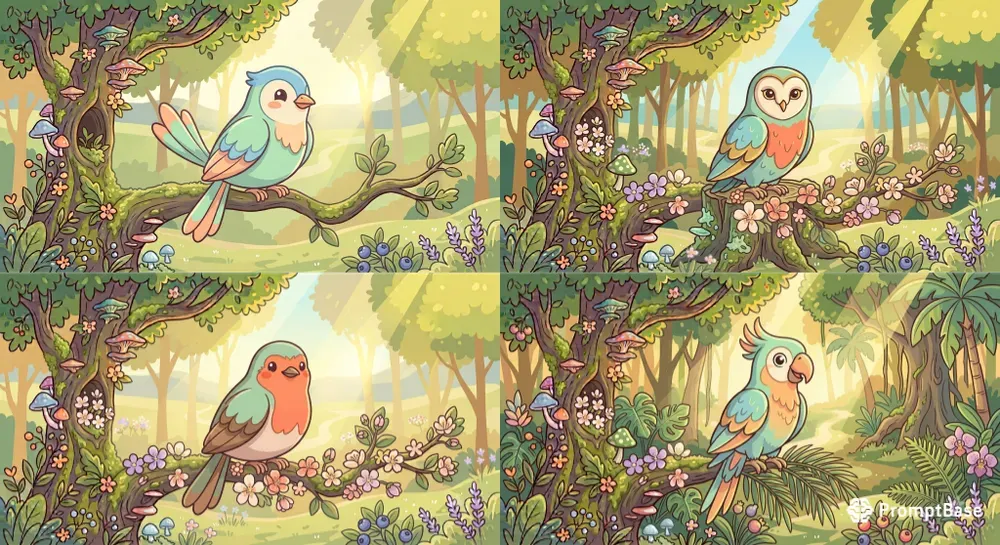 Cute Storybook Bird Vector Cliparts