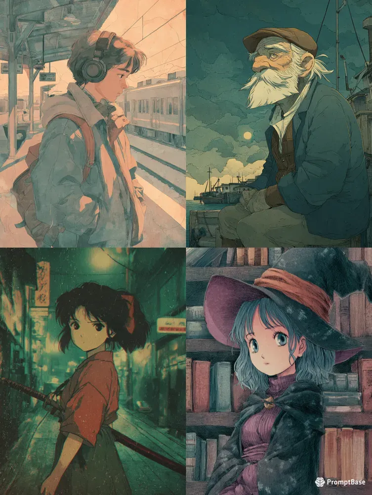 90s Retro Anime Character Art