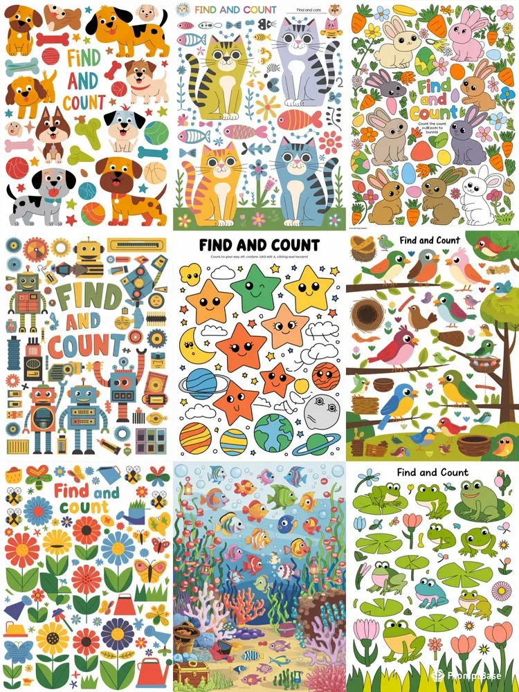 Find And Count Activity Pages For Kids
