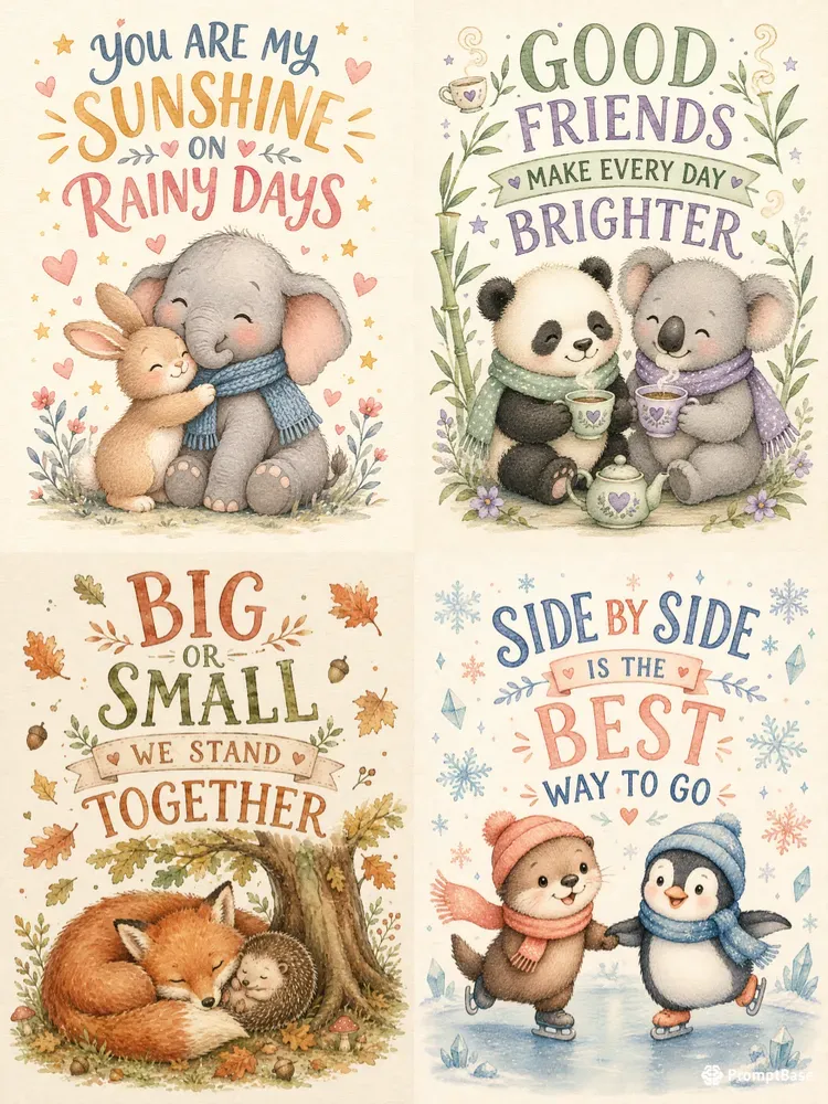 Whimsical Animal Friendship Posters