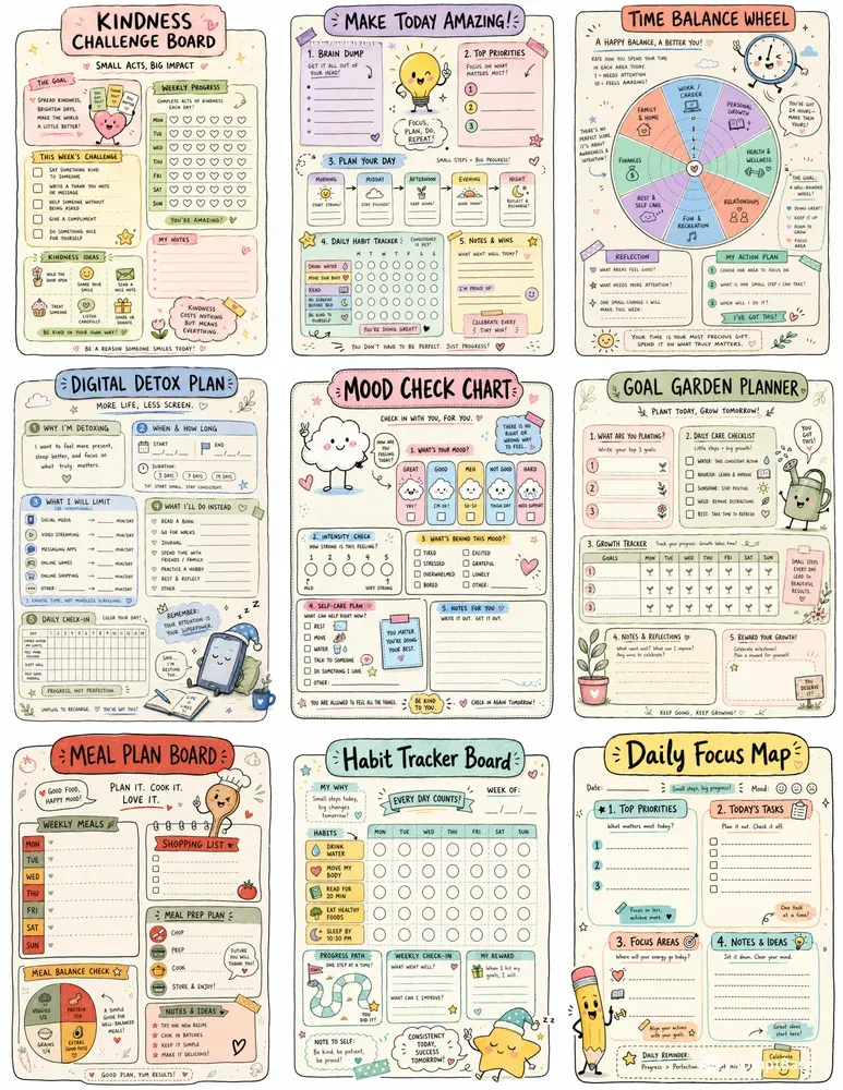 Doodle Worksheet Infographic Cards
