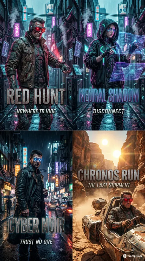 Cyberpunk Tech Noir Movie Posters
