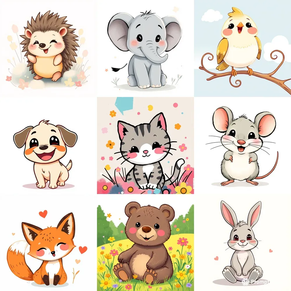 Playful Cartoon Animals