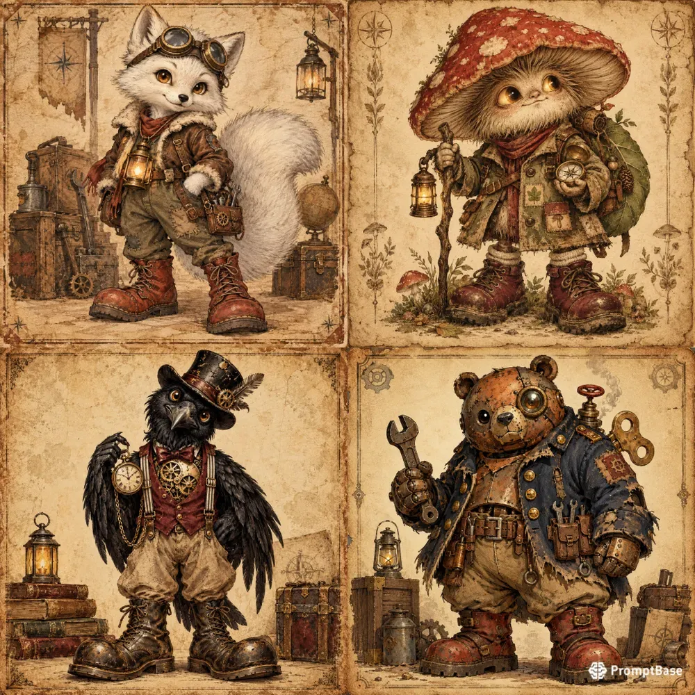 Whimsical Vintage Steampunk Characters