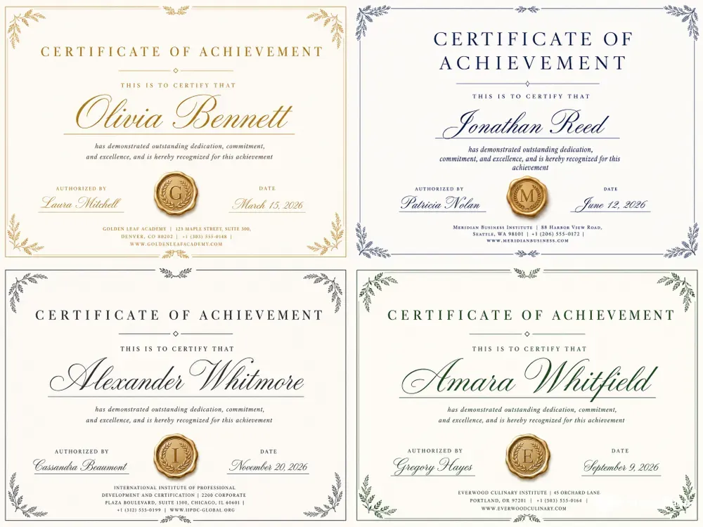 Elegant Achievement Certificate Templates