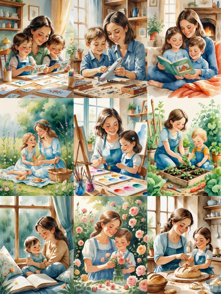 Charming Watercolor Moms And Me Art