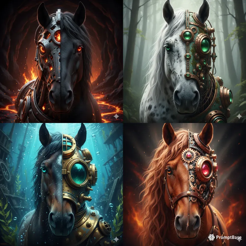 Steampunk Hybrid Horse Portraits