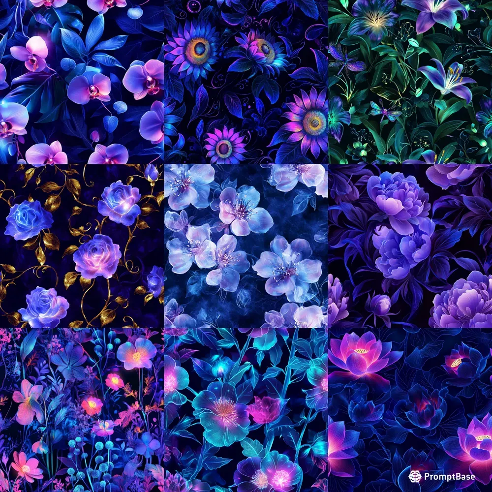 Uv Floral Seamless Neon Patterns