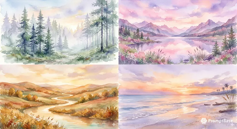 Aesthetic Watercolor Landscapes